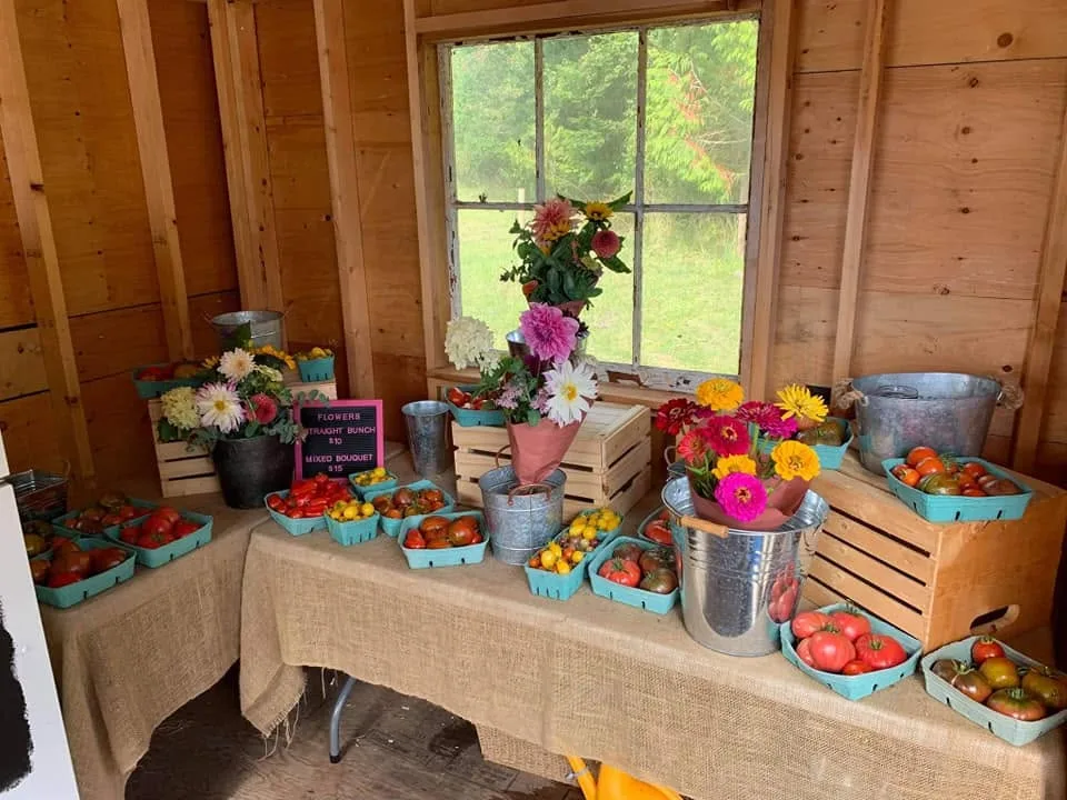 Ohana Farm Stand with produce and flowers